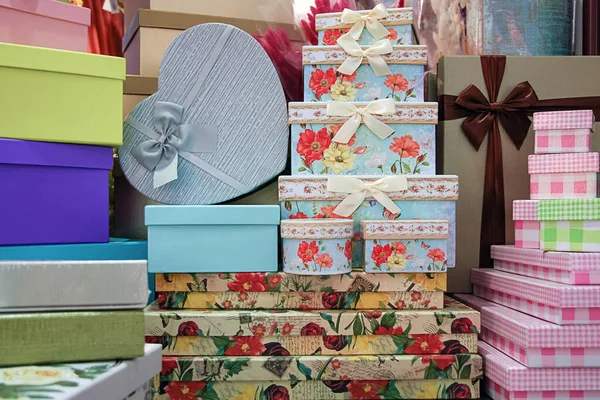 many gift boxes in the gift shop counter