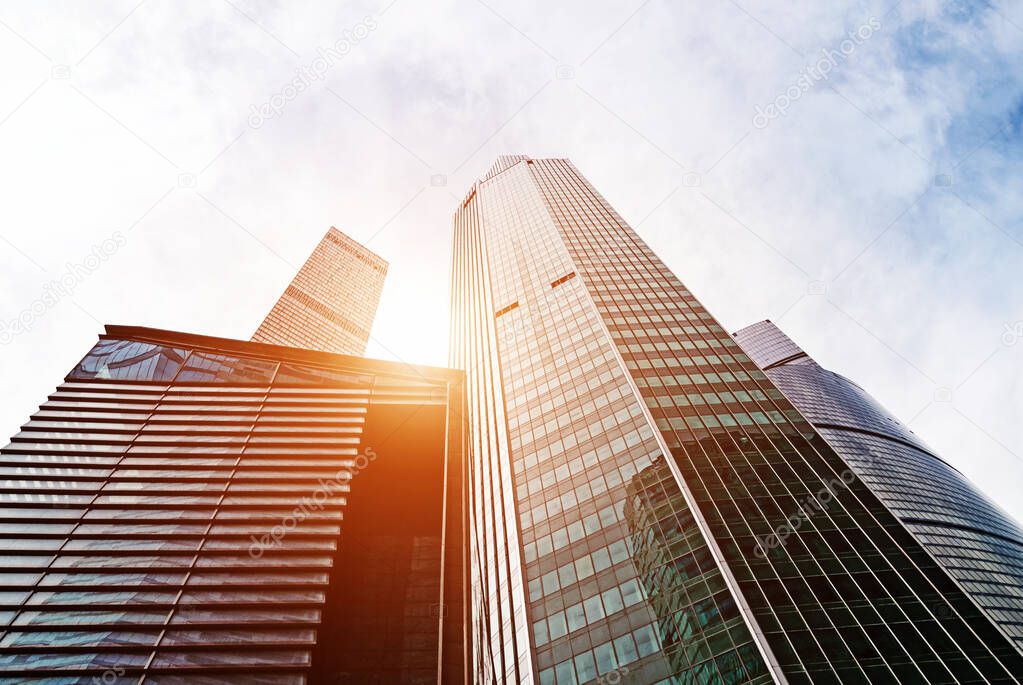 Moscow City skyscrapers, contemporary office buildings in downtown business center