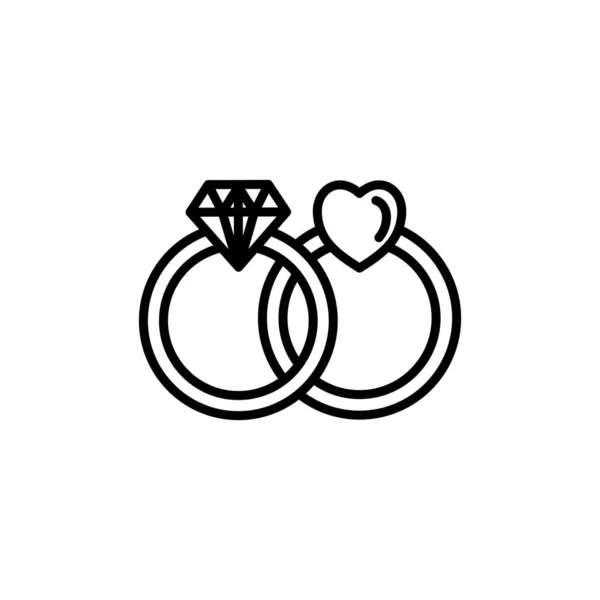 Anillo Diamante Amor Icono Línea Estilo Vector — Vector de stock