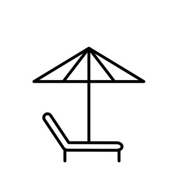 Plaj Sandalyesi simgesi çizgisi biçimi vektörü
