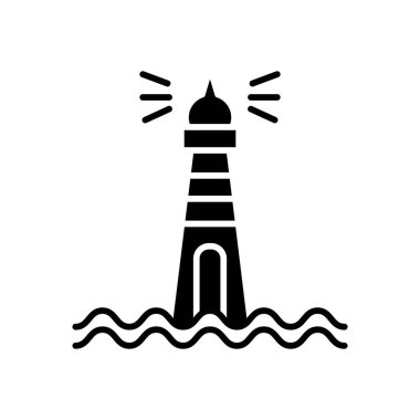 Web tasarımınız için kabartma biçimi vektörlü deniz feneri simgesi