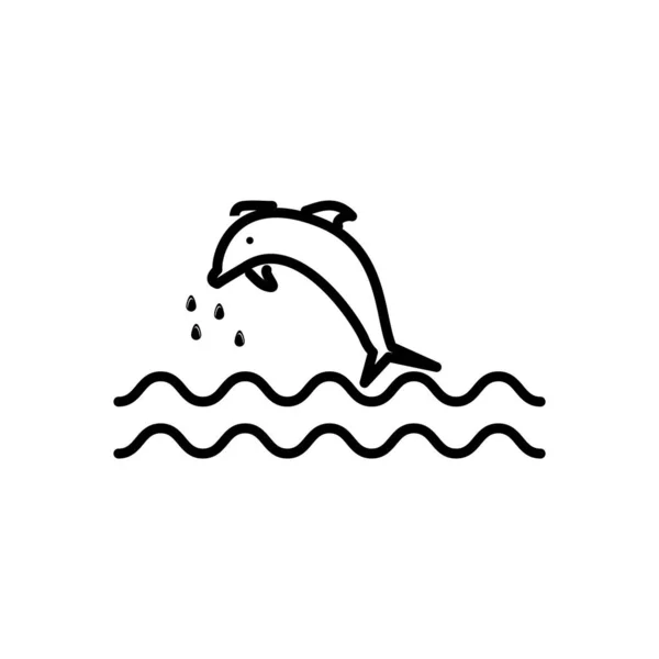 Dolphin Jumping Sea Icon Glyph Style — Stock Vector