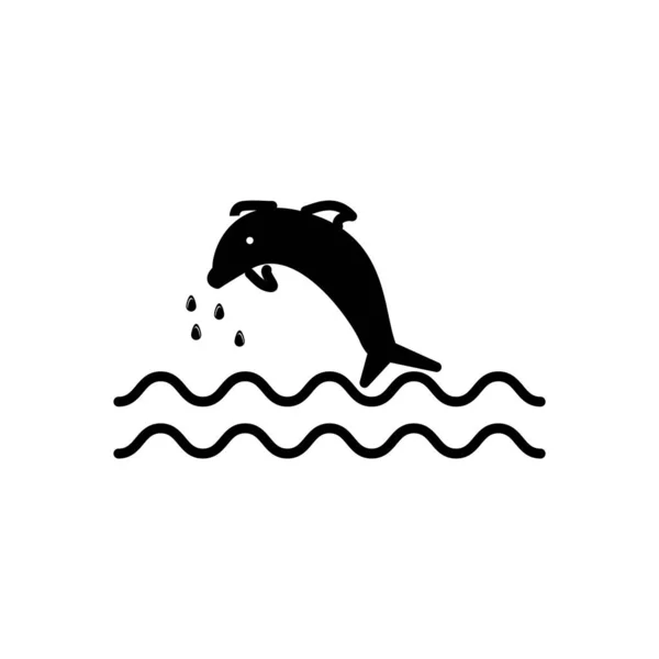 Delfín Salto Icono Del Mar Con Estilo Glifo Para Diseño — Archivo Imágenes Vectoriales