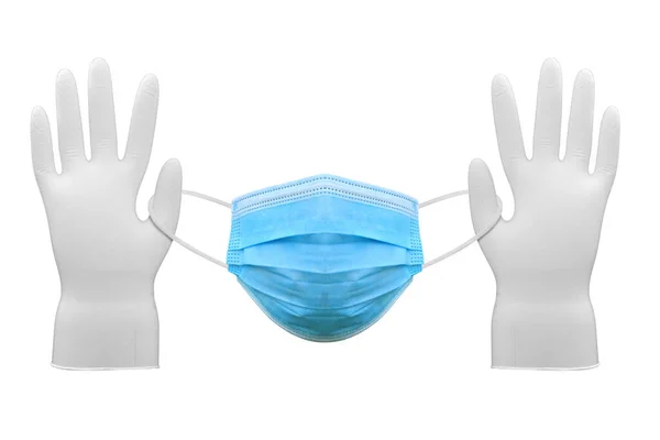 Doktor maskesi ve korona virüs koruması izole ve beyaz arka planda tıbbi eldivenler, kırpma yolu ile