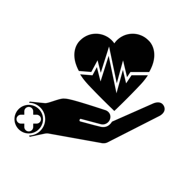 Icona Sanitaria Con Segno Cardiaco Assicurazione Sanitaria Vettore Clienti Icone — Foto Stock