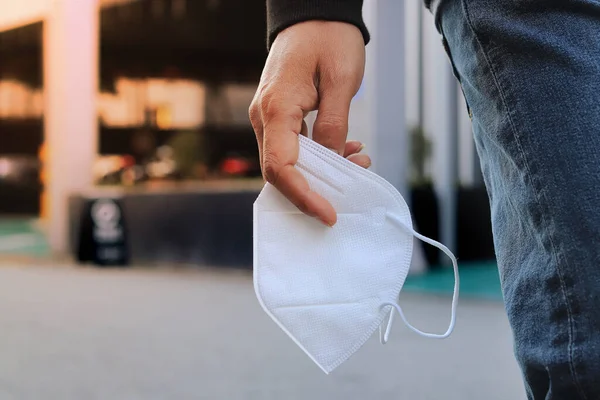 Protective Masks Medical Masks Hands Men Coronavirus Disease 2019 Ncov — Stock Photo, Image