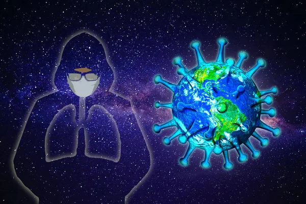World Corona, the concept of the spread of the corona virus, Coronavirus outbreak and coronaviruses influenza background, digital drawing with computer software, 3D concept