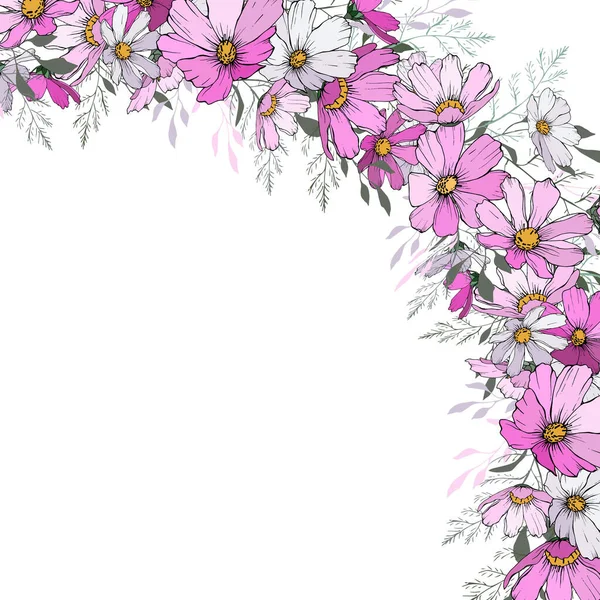 Floral Περίγραμμα Όμορφο Ροζ Λουλούδι Σύμπαν Όλα Στοιχεία Είναι Απομονωμένα — Διανυσματικό Αρχείο