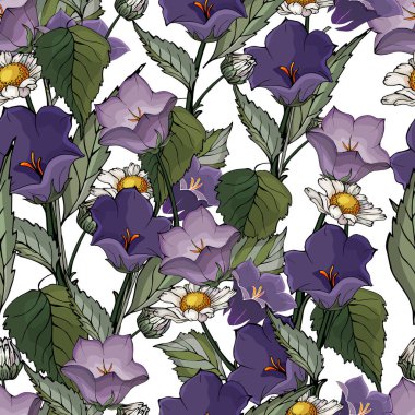 Çiçekli vektörsüz desen, tekstil için çiçek deseni