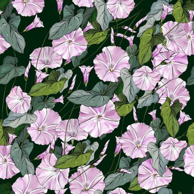 Çiçek ve yapraklı vektörsüz desen, tekstil için çiçek deseni