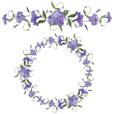 Beyaz arka plan, vektör, illüstrasyon üzerine izole lale çiçekleri ile güzel çiçek çerçevesi