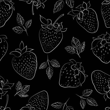 Çilekli vektör deseni, tekstil için çiçek deseni.