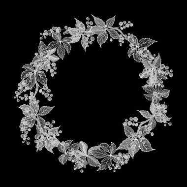 Yaban üzümlü vektörsüz çerçeve, tekstil için çiçek deseni