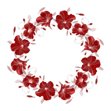 Beyaz arka plan, vektör, illüstrasyon üzerine izole lale çiçekleri ile güzel çiçek çerçevesi