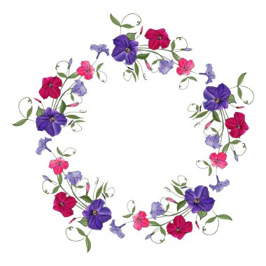 Beyaz arka plan, vektör, illüstrasyon üzerine izole lale çiçekleri ile güzel çiçek çerçevesi