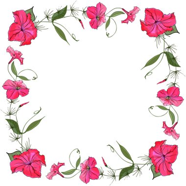 Beyaz arka plan, vektör, illüstrasyon üzerine izole lale çiçekleri ile güzel çiçek çerçevesi