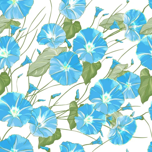 Vector Seamless Pattern Bindweed Flowers Leaves Floral Pattern Textile — 图库矢量图片