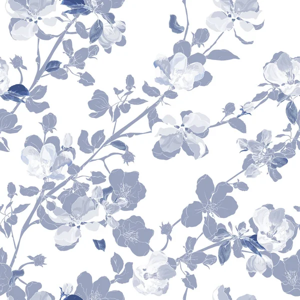 Vektor Nahtloses Muster Mit Apfelblüten Blumenmuster Für Textilien — Stockvektor