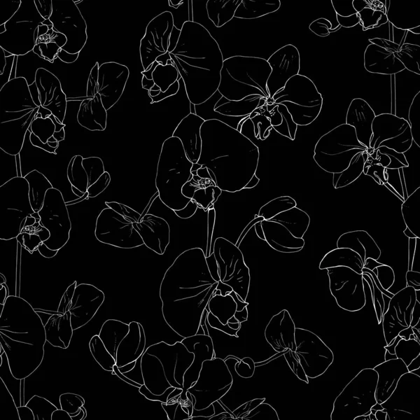 Patrón Sin Costura Vectorial Con Flores Orquídeas Patrón Floral Para — Archivo Imágenes Vectoriales