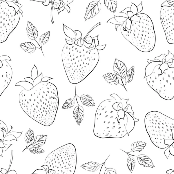Çilekli vektör deseni, tekstil için çiçek deseni.