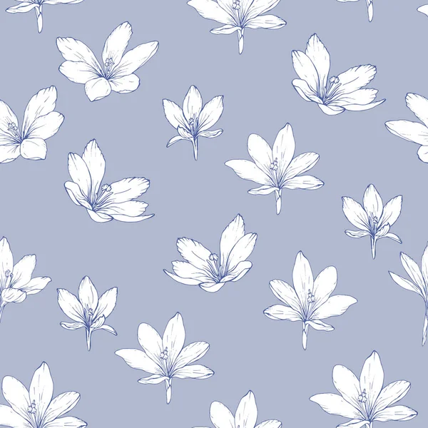 Vektornahtloses Muster Mit Krokusblüten Blumenmuster Für Textilien — Stockvektor