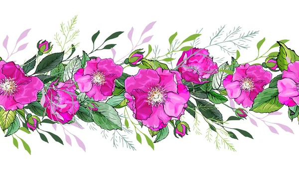 Floral Πλαίσιο Περίγραμμα Τριαντάφυλλα Λουλούδια Για Εορταστικό Σχεδιασμό Κάρτας — Διανυσματικό Αρχείο