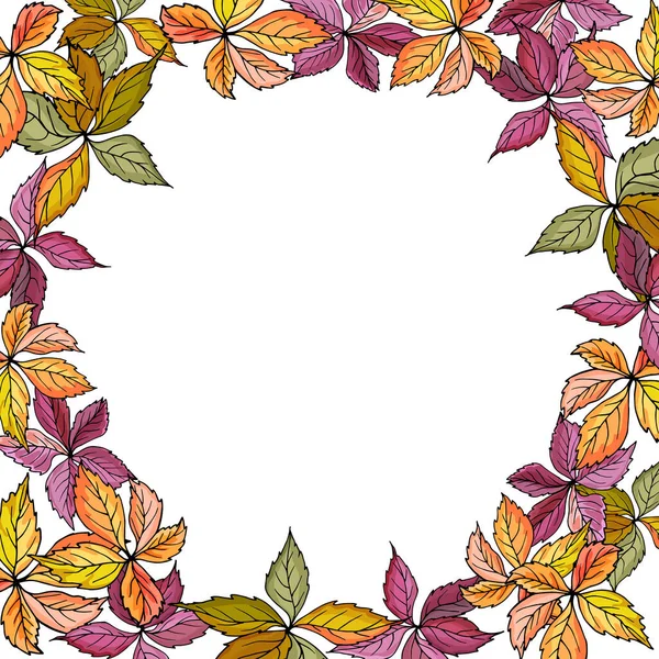 Moldura Floral Bonita Com Folhas Outono Vetor Ilustração — Vetor de Stock