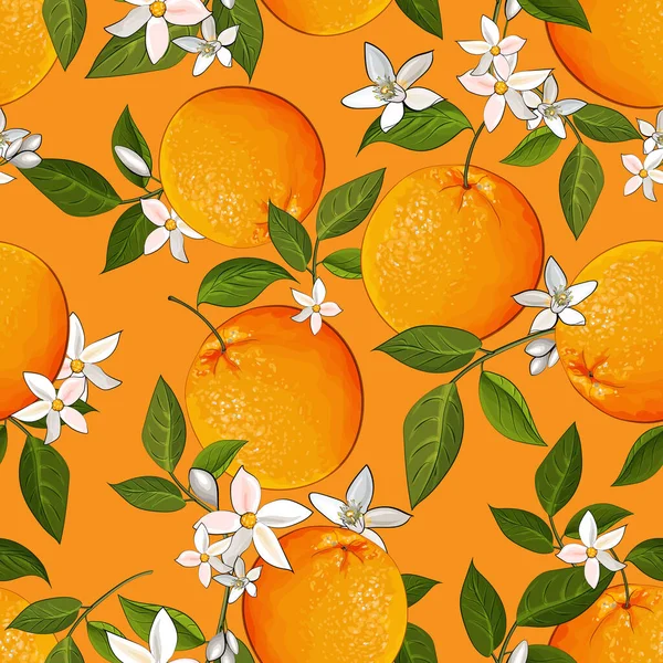 Διάνυσμα Χωρίς Ραφή Μοτίβο Πορτοκάλια Floral Μοτίβο Για Κλωστοϋφαντουργικά Προϊόντα — Διανυσματικό Αρχείο