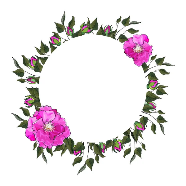 Bella Corona Floreale Con Fiori Rose Isolato Sfondo Bianco Vettore — Vettoriale Stock