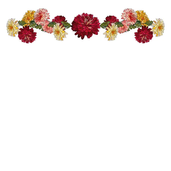Цветочные Рамки Границы Хризантемы Цветы Праздничного Дизайна — стоковый вектор