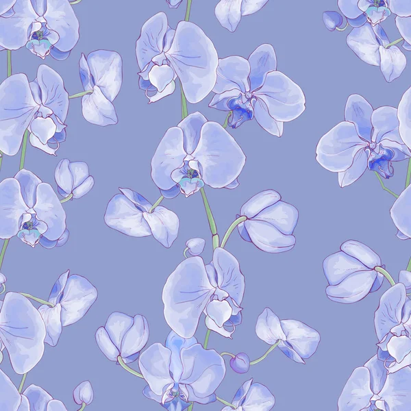 Vector Naadloos Patroon Met Orchideeën Bloemen Bloemenpatroon Voor Textiel — Stockvector