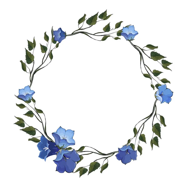 Schöner Floraler Rahmen Mit Blumen Auf Weißem Hintergrund Vektor Illustration — Stockvektor
