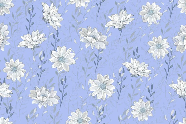 Vektor Nahtloses Muster Mit Blumen Und Blättern Blumenmuster Für Textilien — Stockvektor