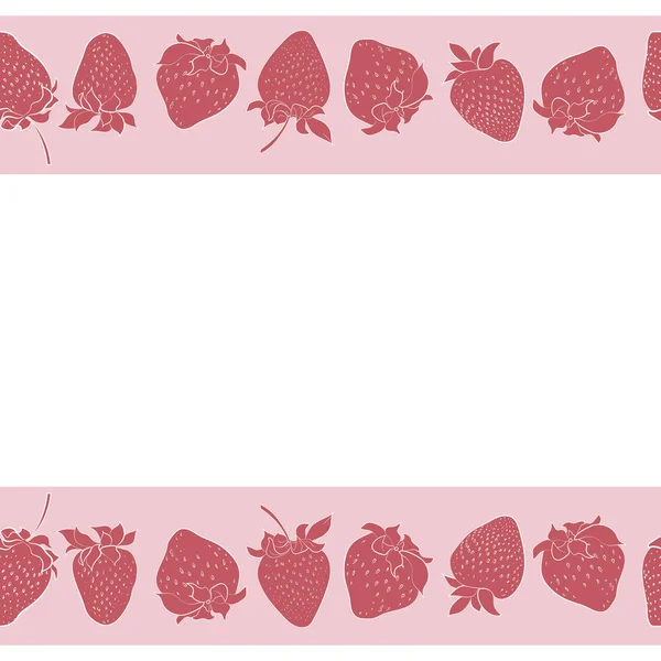 Bordure Sans Couture Vectorielle Avec Fraises Feuilles Motif Floral Pour — Image vectorielle