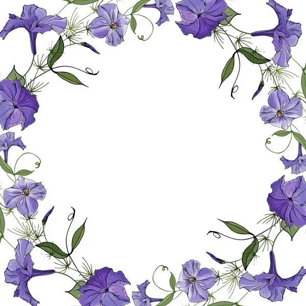 Beyaz arka plan, vektör, illüstrasyon üzerine izole lale çiçekleri ile güzel çiçek çerçevesi