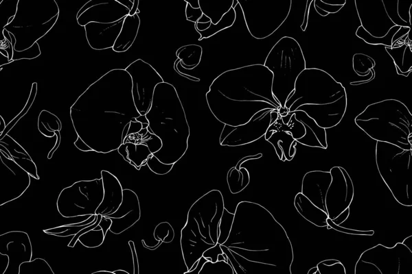 Διάνυσμα Χωρίς Ραφή Μοτίβο Ορχιδέες Λουλούδια Floral Μοτίβο Για Κλωστοϋφαντουργικά — Διανυσματικό Αρχείο