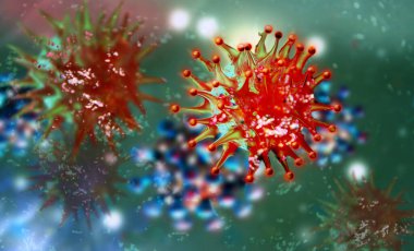 Coronavirus SARS-CoV-2 Covid-19. 3 Boyutlu resimleme.