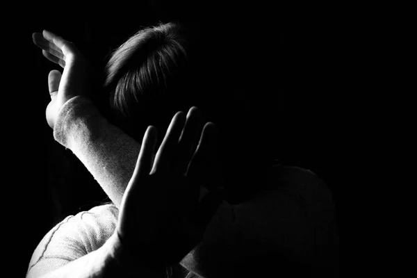 Woman Showing Gesture Stop Stop Violence Women Concept — Stock Photo, Image