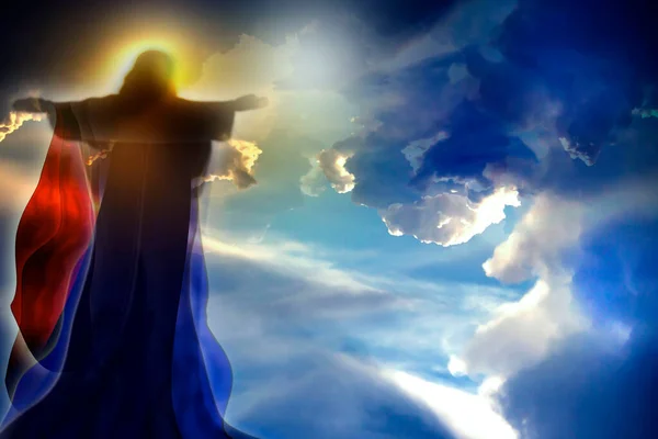 Jesus Christ Blue Sky Background — Stock Photo, Image