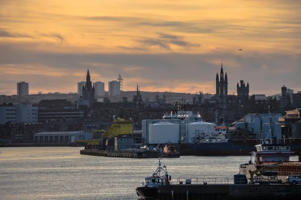 Aberdeen Harbour Cityscape Scotland — Stock Photo, Image