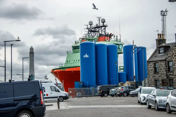 Grande Embarcação Porto Aberdeen Escócia Reino Unido — Fotografia de Stock