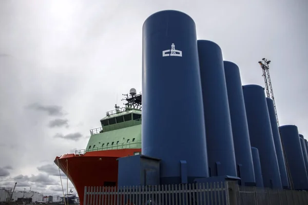 Stort Fartøy Aberdeen Havn Skottland Storbritannia – stockfoto