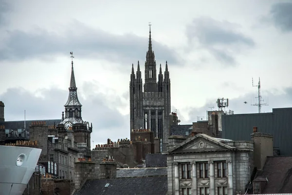 Skyline Città Con Torre Del Marischal College Broad Street Nel — Foto Stock