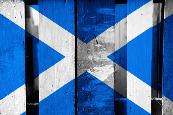 Skotsk Flagga Målad Trävägg — Stockfoto