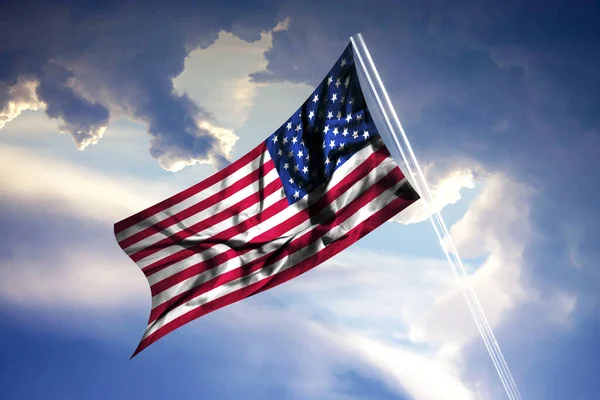 Amerikanische Flagge Vor Blauem Himmel — Stockfoto