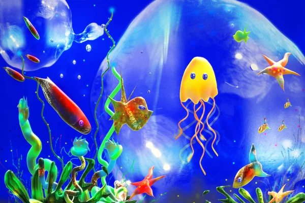 Underwater World Render Illustration Colorful Background — Stock Photo, Image