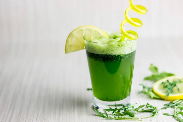 Färsk Hemlagad Hälsosam Grön Detox Juice Hälsosam Kost Koncept — Stockfoto