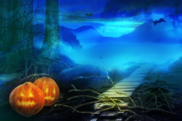Halloween Hintergrund Bunte Fantasielandschaft — Stockfoto