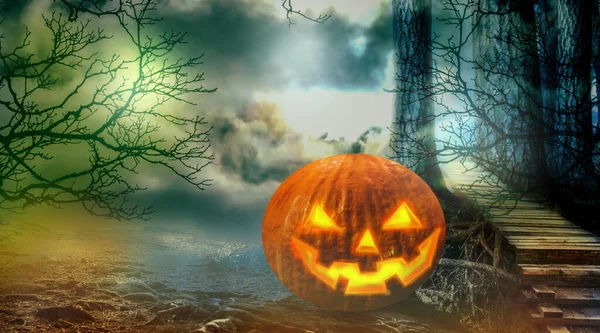 Halloween Bakgrund Färgglad Fantasi Landskap — Stockfoto