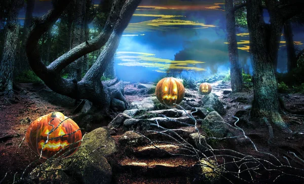 Fond Halloween Paysage Fantastique Coloré — Photo